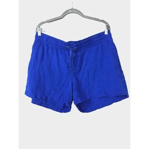 Old Navy Womens Linen Shorts XL High Rise Pockets Drawstring Nautical Blue Coast